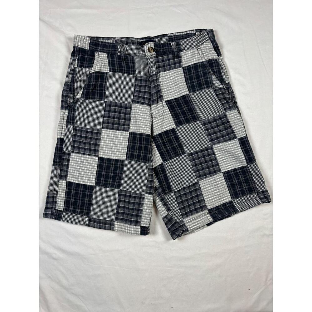 Preppy Club Room Patchwork Plaid Houndstooth Shorts Mens Size 32 Cotton Casual
